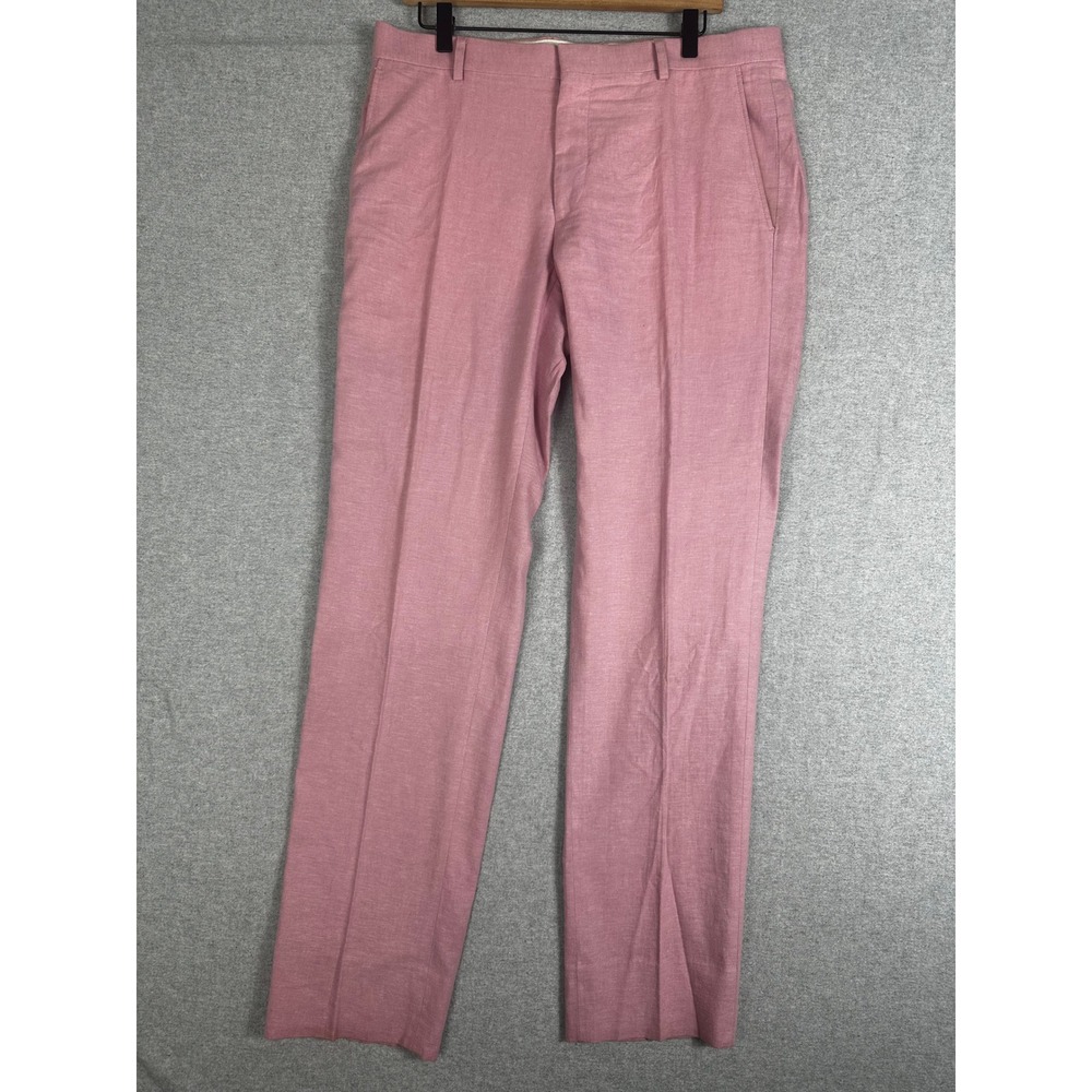Jos A Bank Linen Suit 42L 34x34 Pink Slim Fit Linen Cotton Blend Separates - Picture 6 of 16